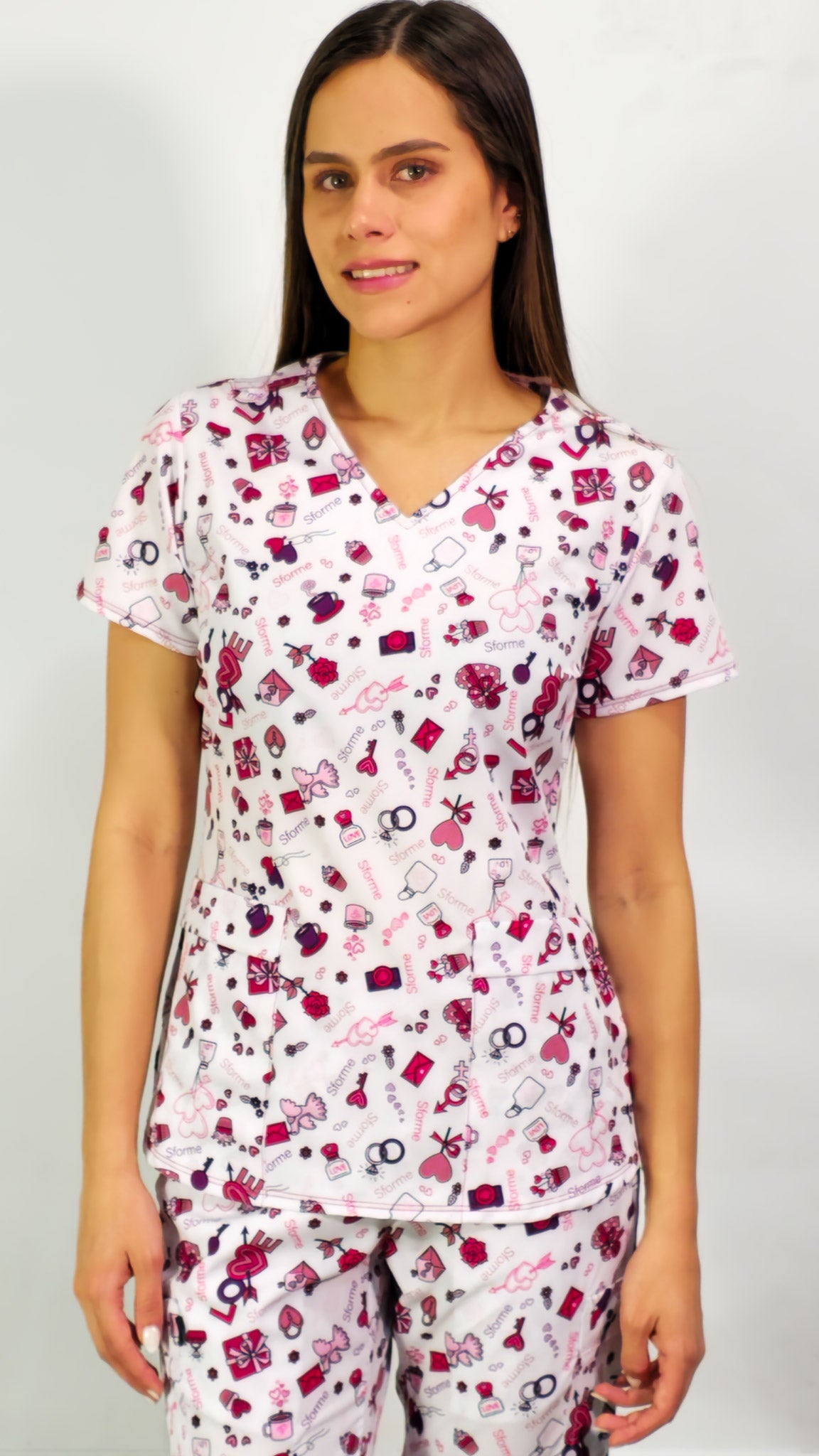 Filipina Quirurgica Estampado Love, Scrubs 600 (Uniformes Medicos)