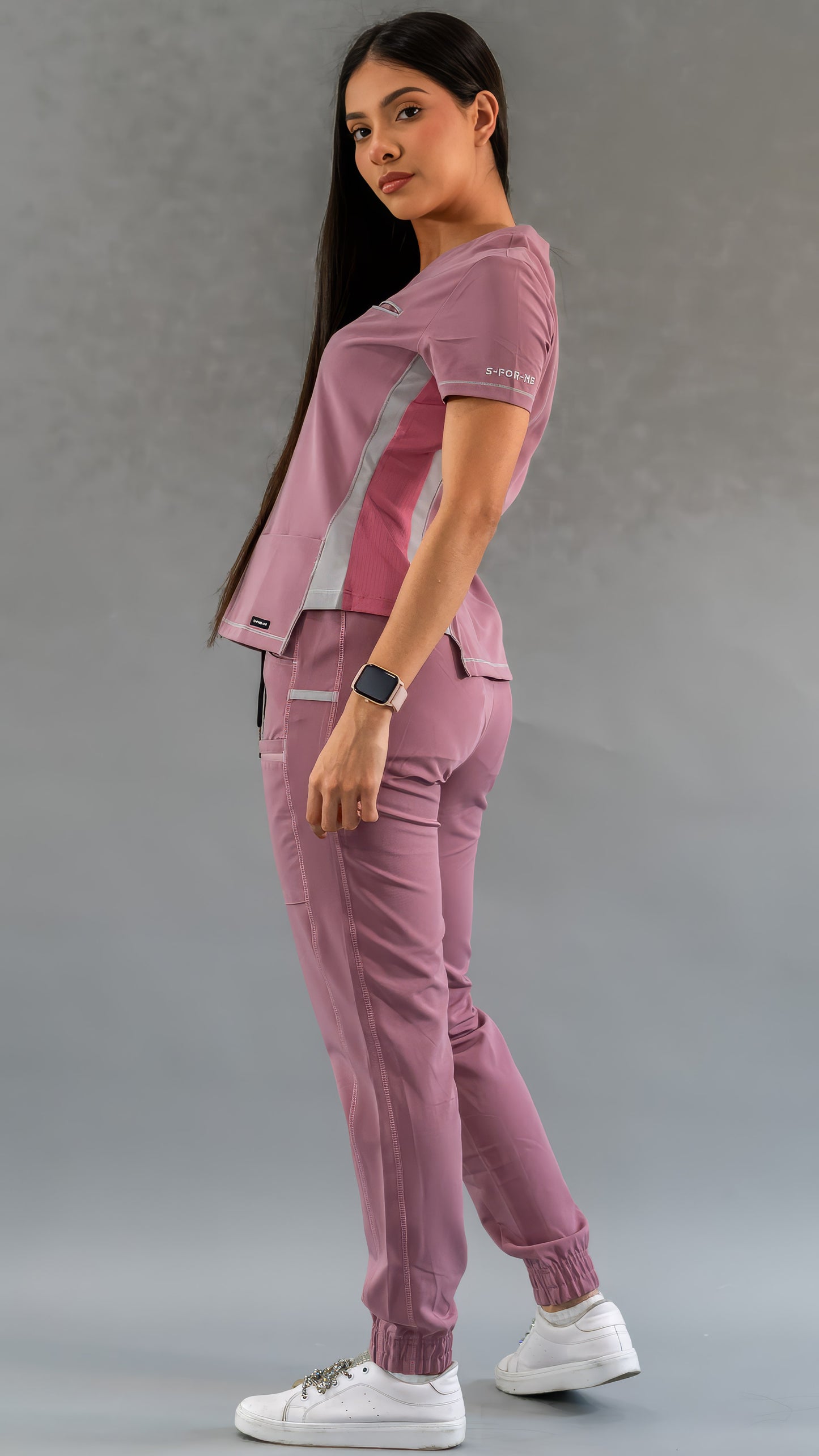 Filipina Quirúrgica Est. 301 Palo de Rosa/Gris/Rosa Mujer, Scrubs Antifluido