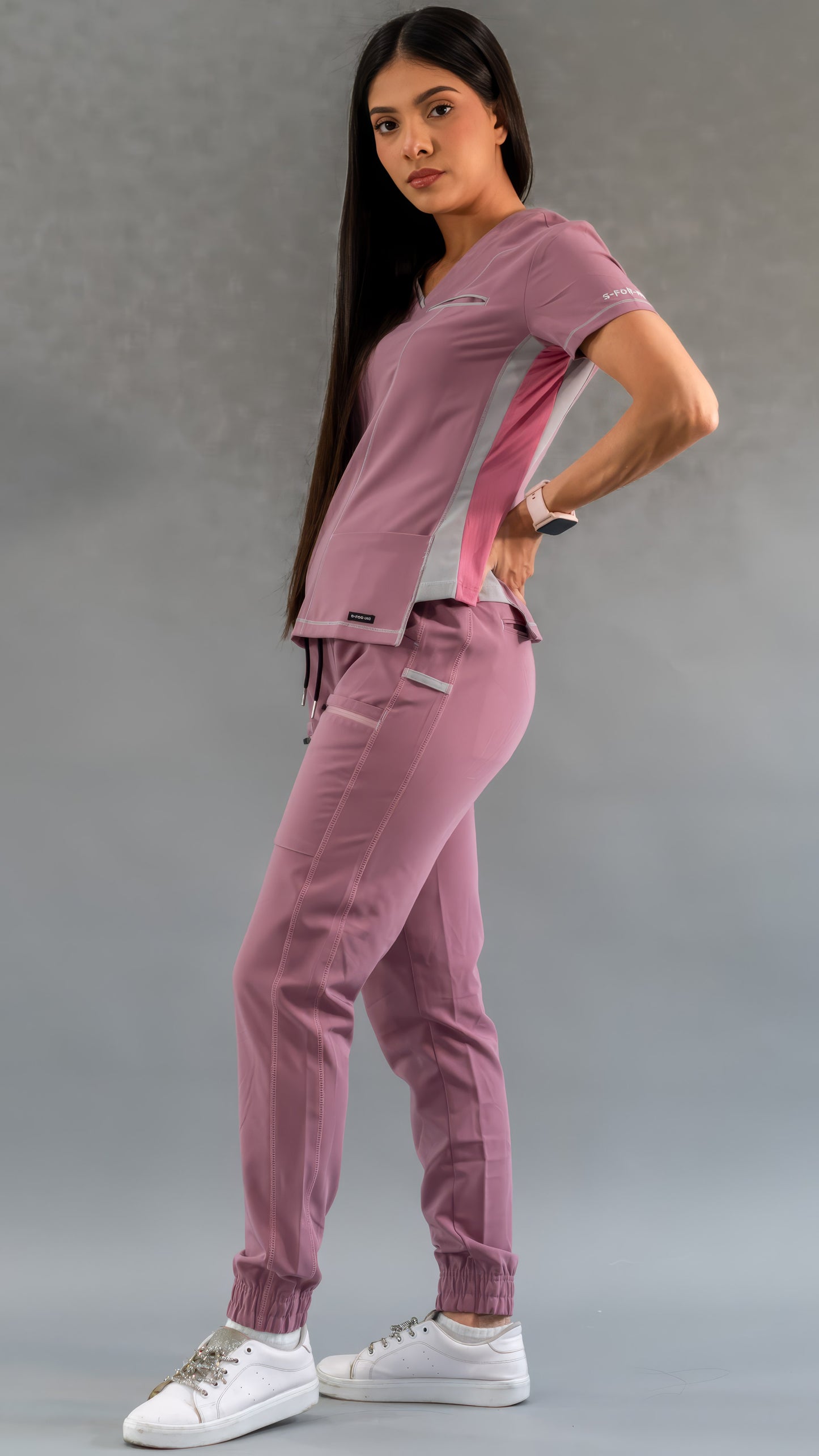 Filipina Quirúrgica Est. 301 Palo de Rosa/Gris/Rosa Mujer, Scrubs Antifluido