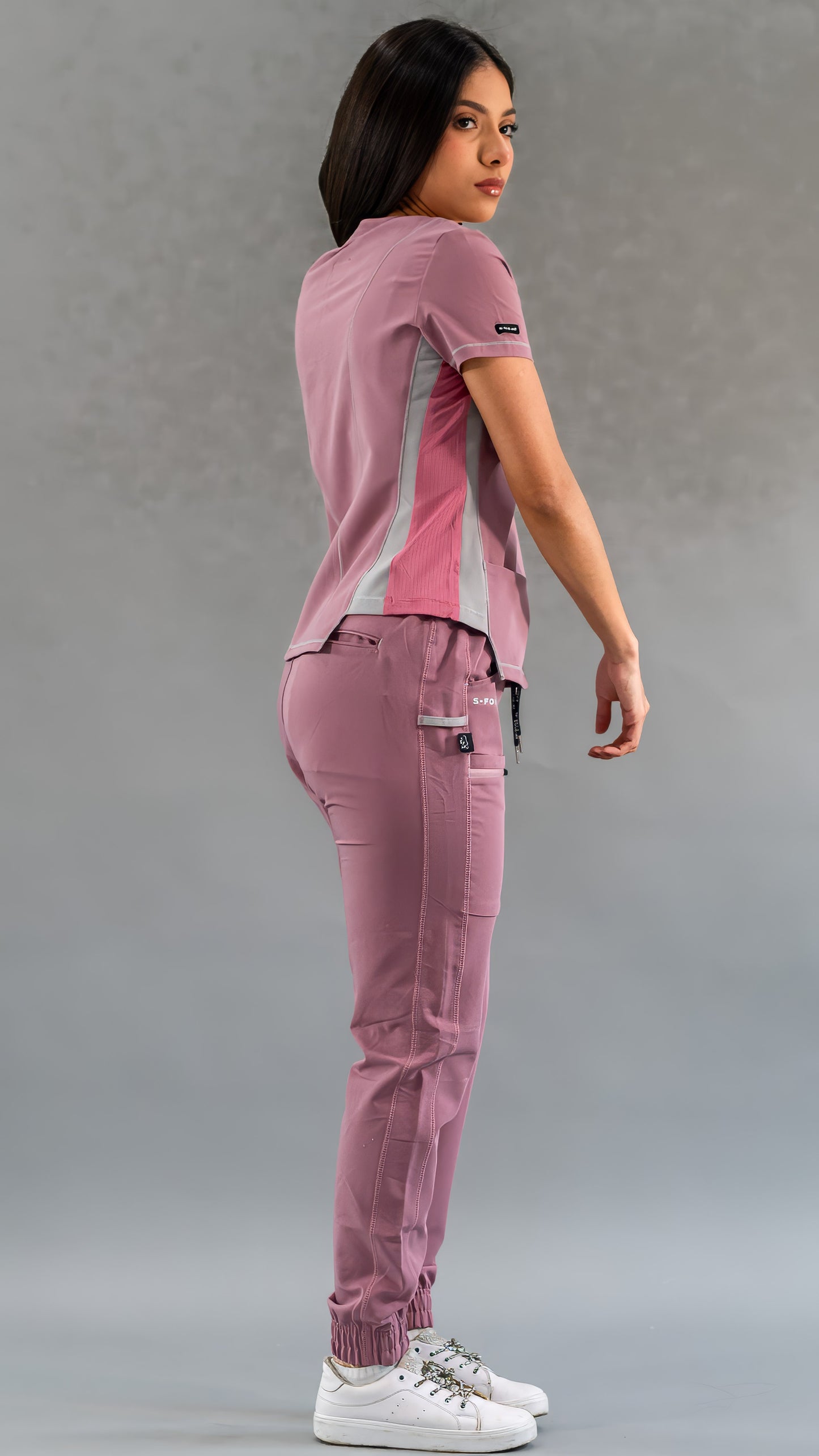Filipina Quirúrgica Est. 301 Palo de Rosa/Gris/Rosa Mujer, Scrubs Antifluido