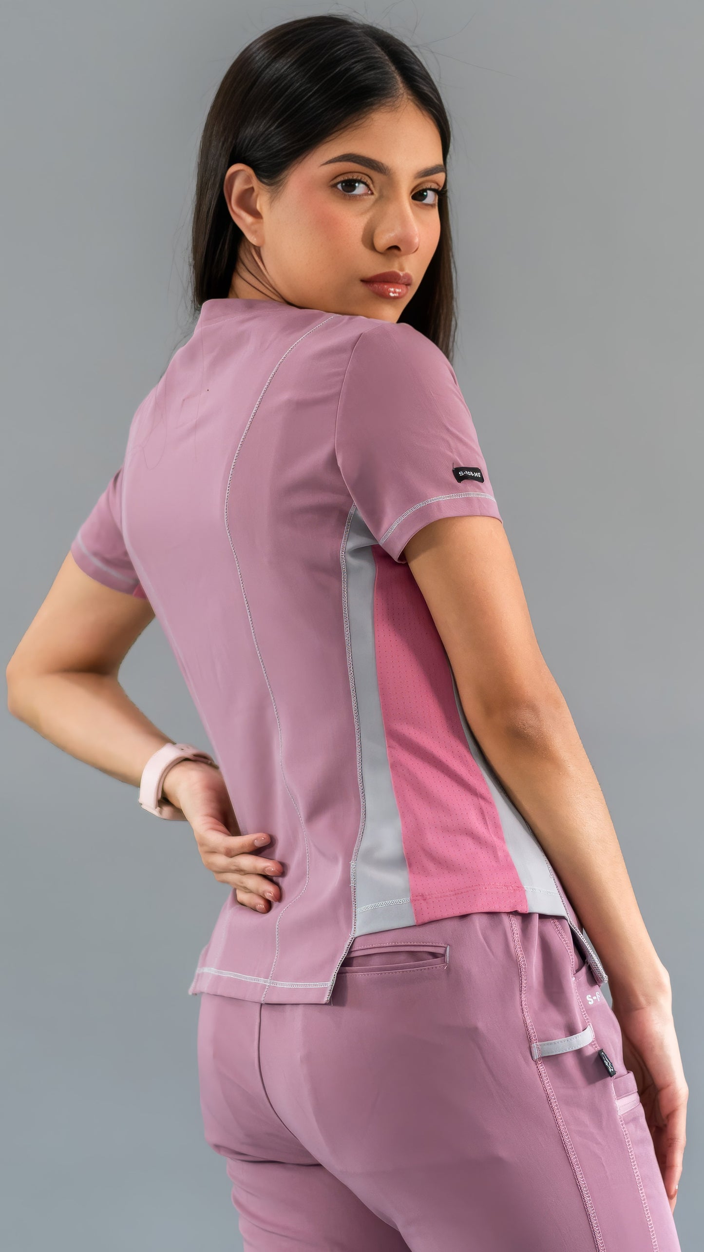 Filipina Quirúrgica Est. 301 Palo de Rosa/Gris/Rosa Mujer, Scrubs Antifluido