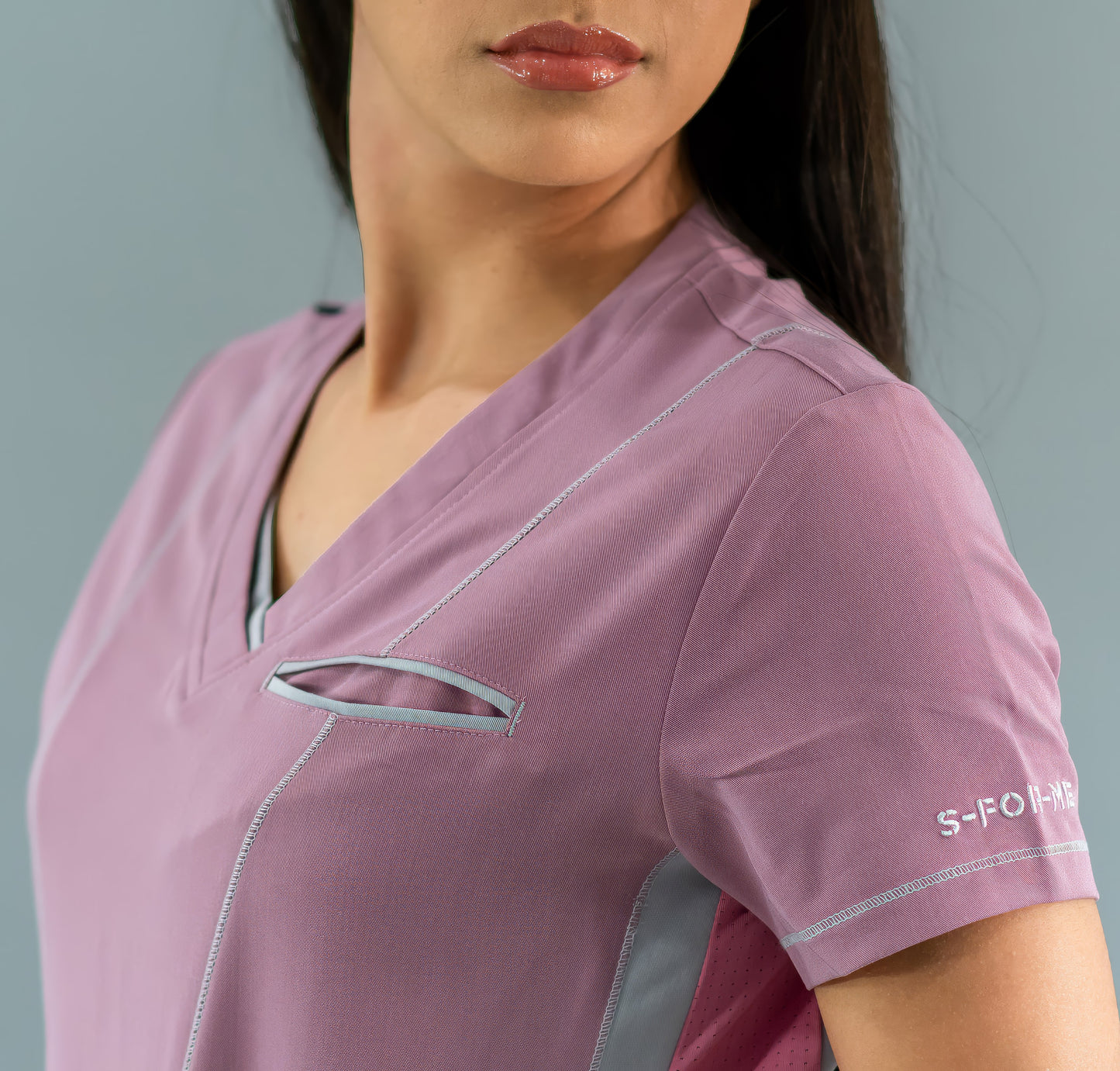 Filipina Quirúrgica Est. 301 Palo de Rosa/Gris/Rosa Mujer, Scrubs Antifluido