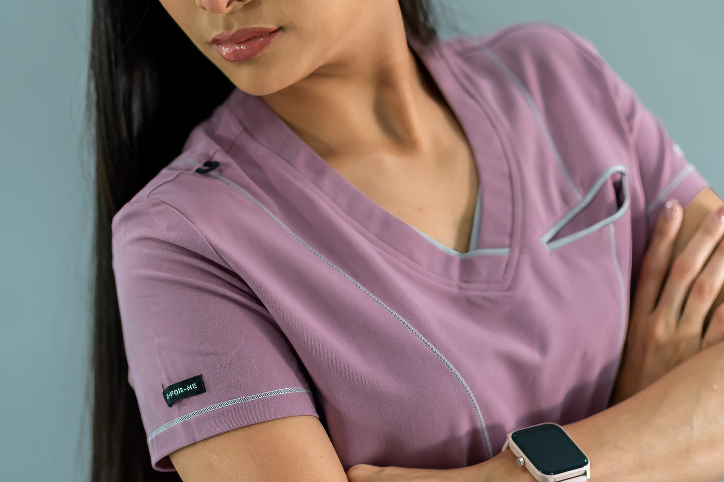Filipina Quirúrgica Est. 301 Palo de Rosa/Gris/Rosa Mujer, Scrubs Antifluido