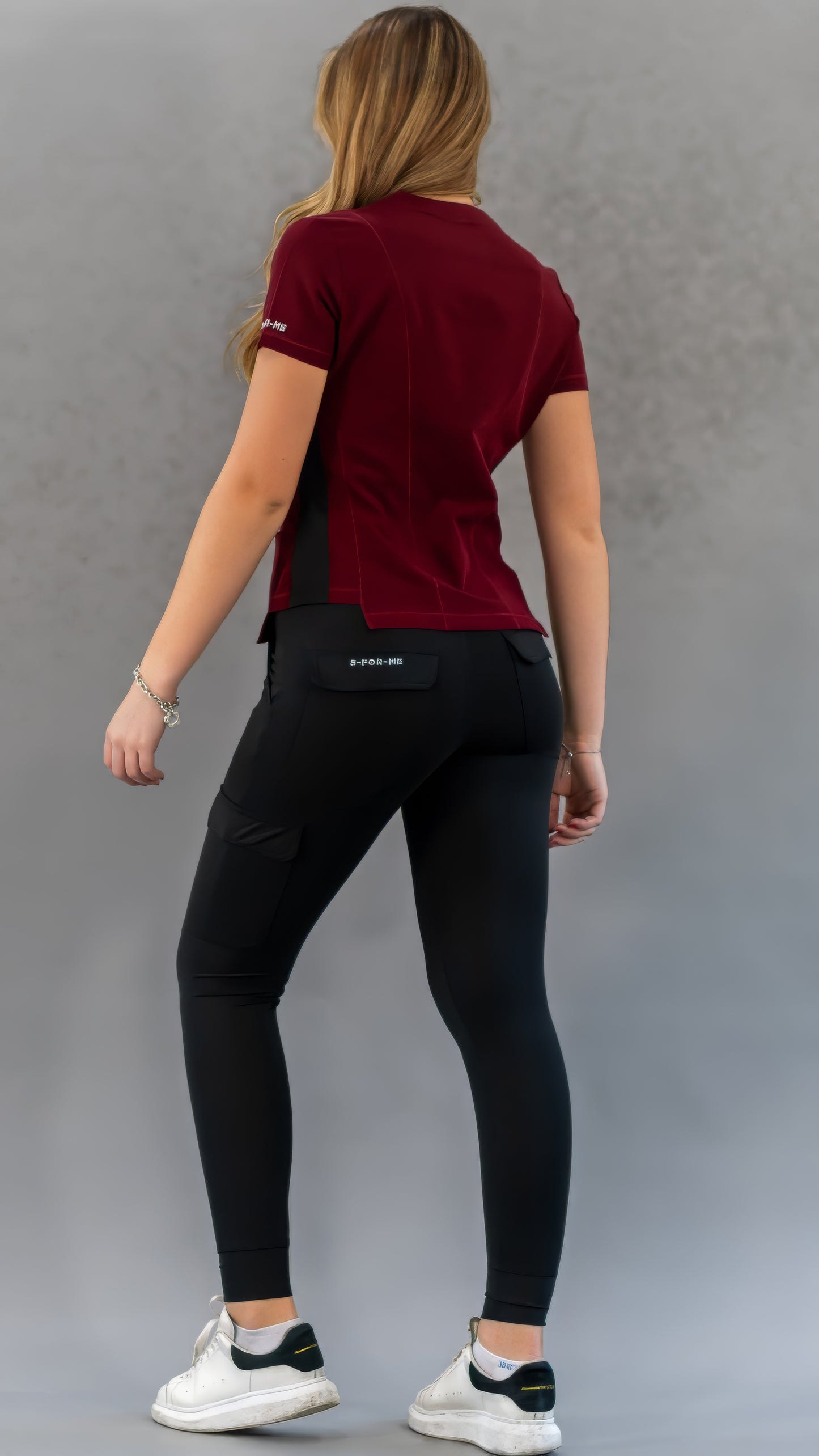 Filipina Quirúrgica Est. 301 Vino/Negro Mujer, Scrubs Antifluido, Costado Super Stretch