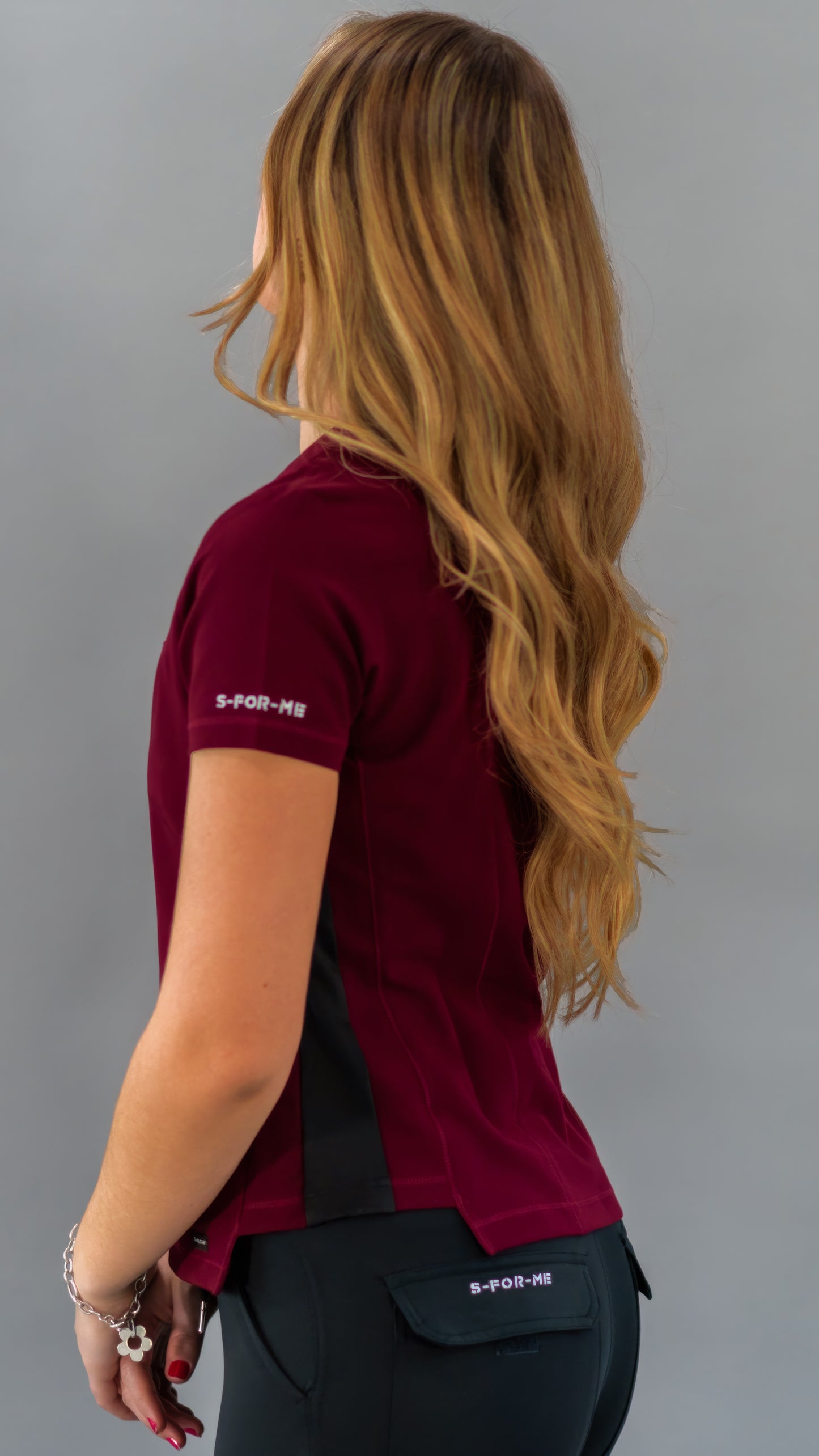 Filipina Quirúrgica Est. 301 Vino/Negro Mujer, Scrubs Antifluido, Costado Super Stretch