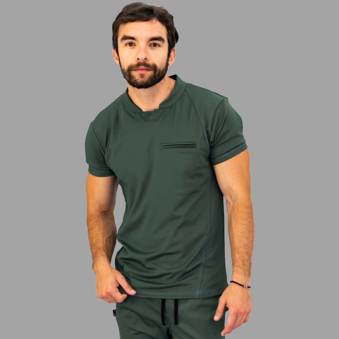 Filipina Quirurgica Hombre Verde Olivo Super Stretch, Scrubs Est. 910