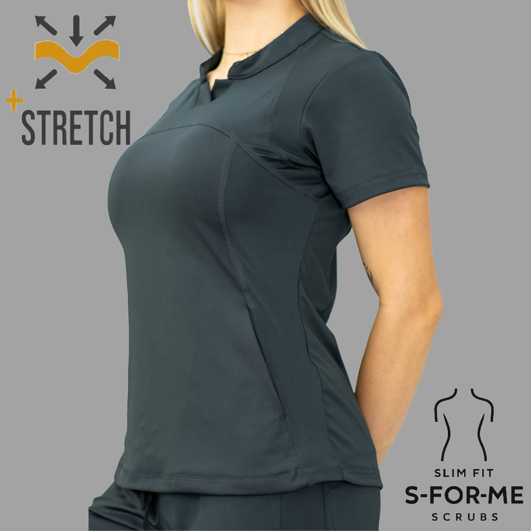 Conjunto Quirúrgico Gris Oxford para Mujer – Estilo 910 | Super Stretch Slim Fit