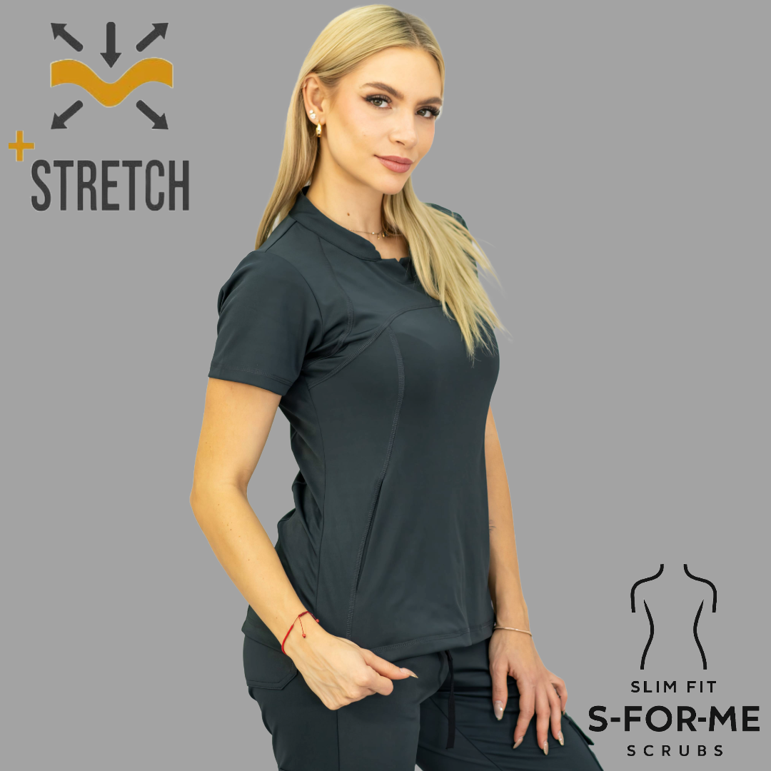 Conjunto Quirúrgico Gris Oxford para Mujer – Estilo 910 | Super Stretch Slim Fit