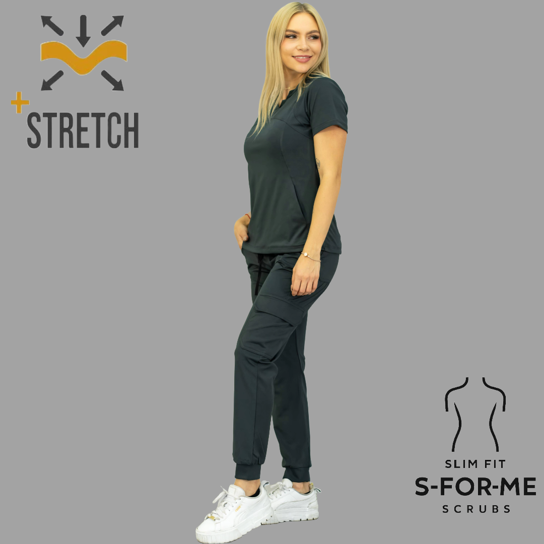 Conjunto Quirúrgico Gris Oxford para Mujer – Estilo 910 | Super Stretch Slim Fit