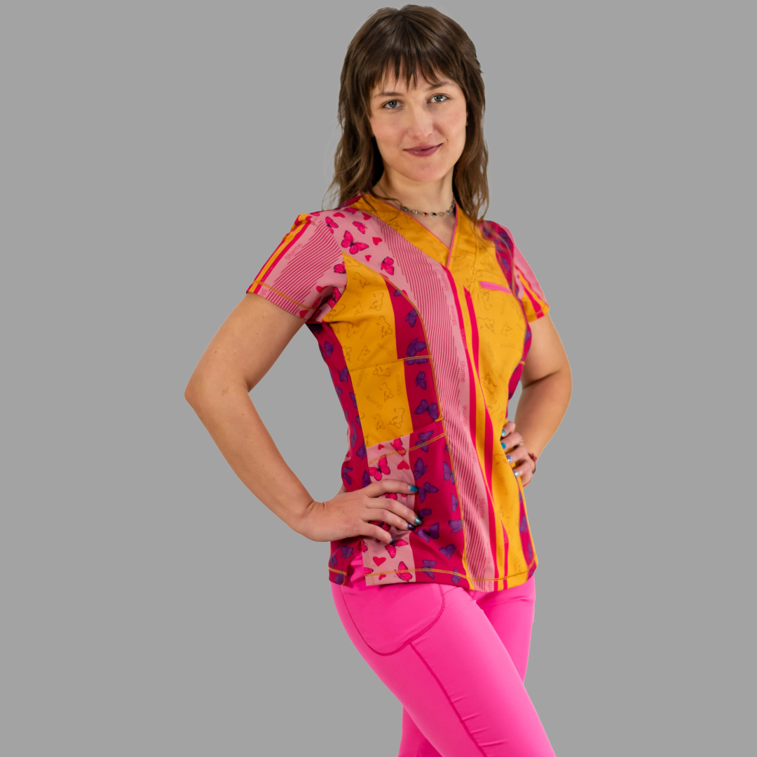 Filipina Quirúrgica Estampada Vistas en Fiusha, Scrubs 501 F.W Mujer (Uniformes Médicos)