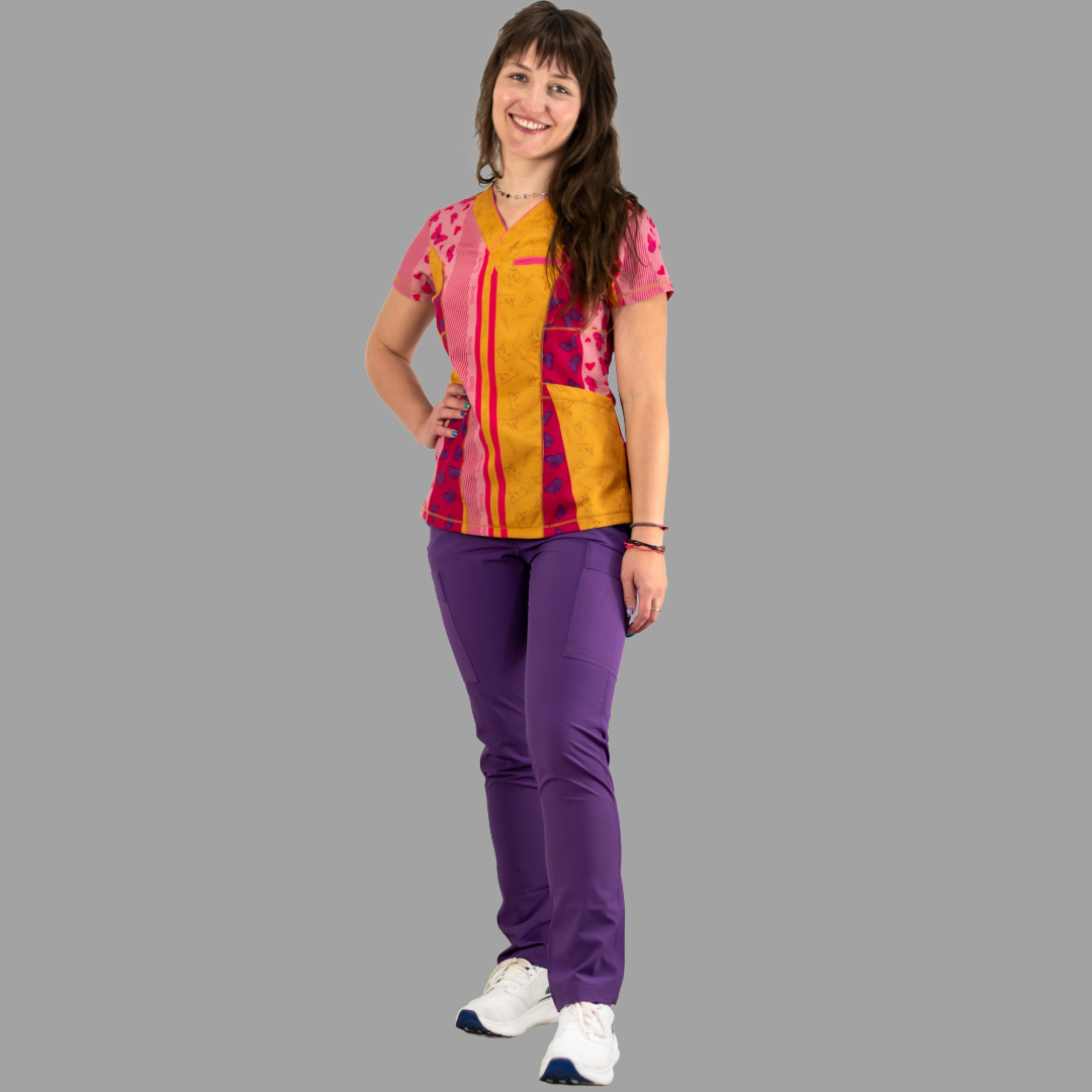 Filipina Quirúrgica Estampada Vistas en Fiusha, Scrubs 501 F.W Mujer (Uniformes Médicos)