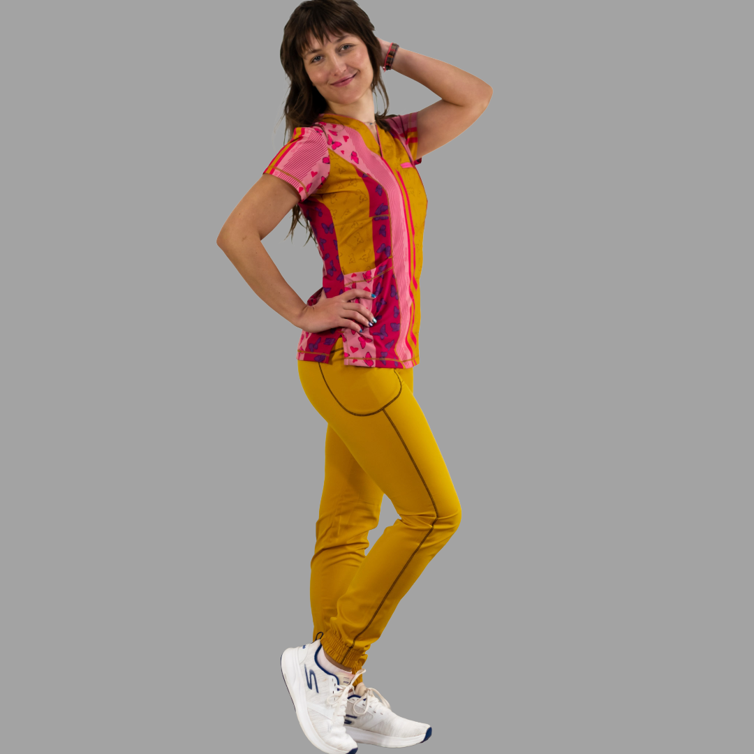 Filipina Quirúrgica Estampada Vistas en Fiusha, Scrubs 501 F.W Mujer (Uniformes Médicos)
