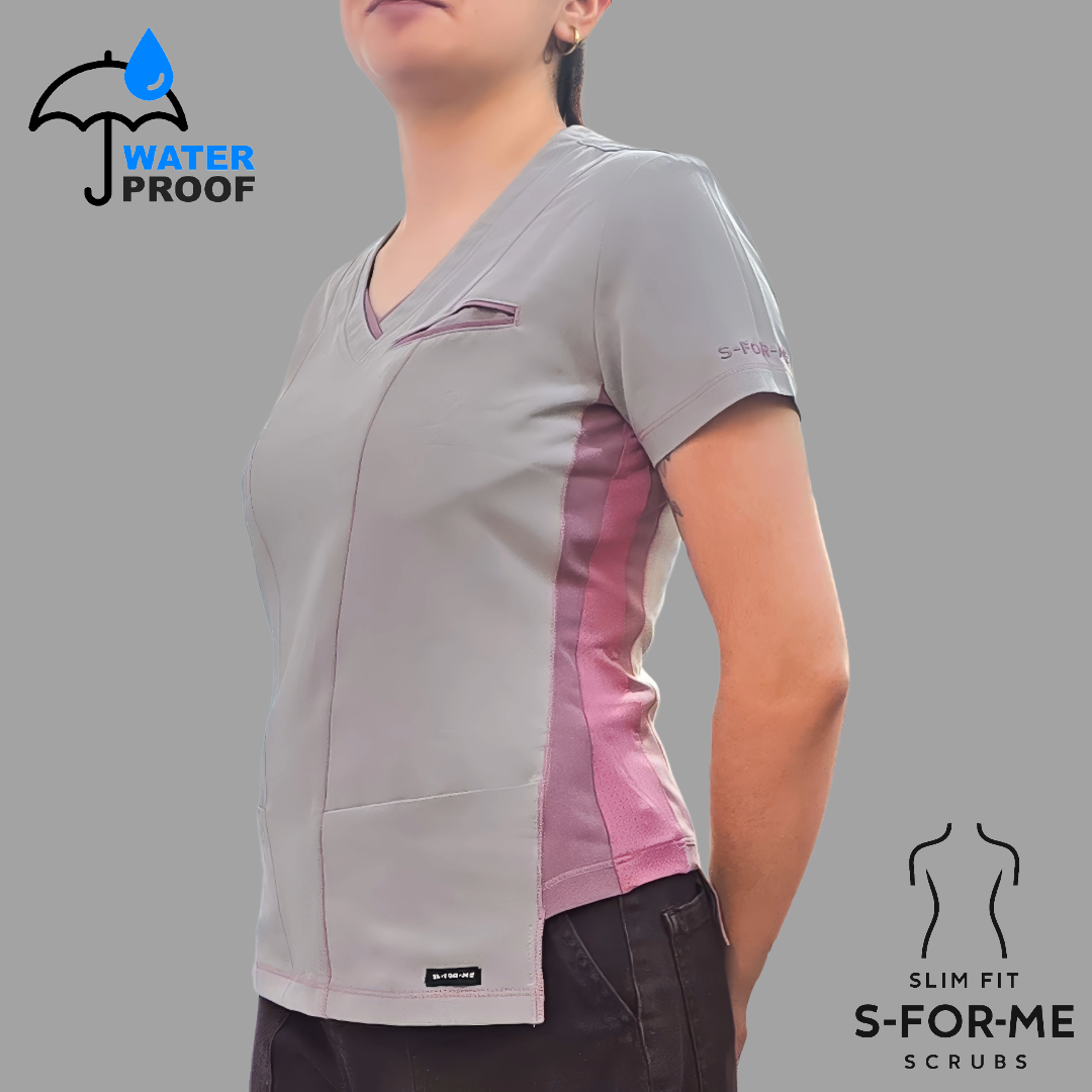 Filipina Quirúrgica Est. 301 Gris/Costado Stretch Mujer, Scrubs Antifluido