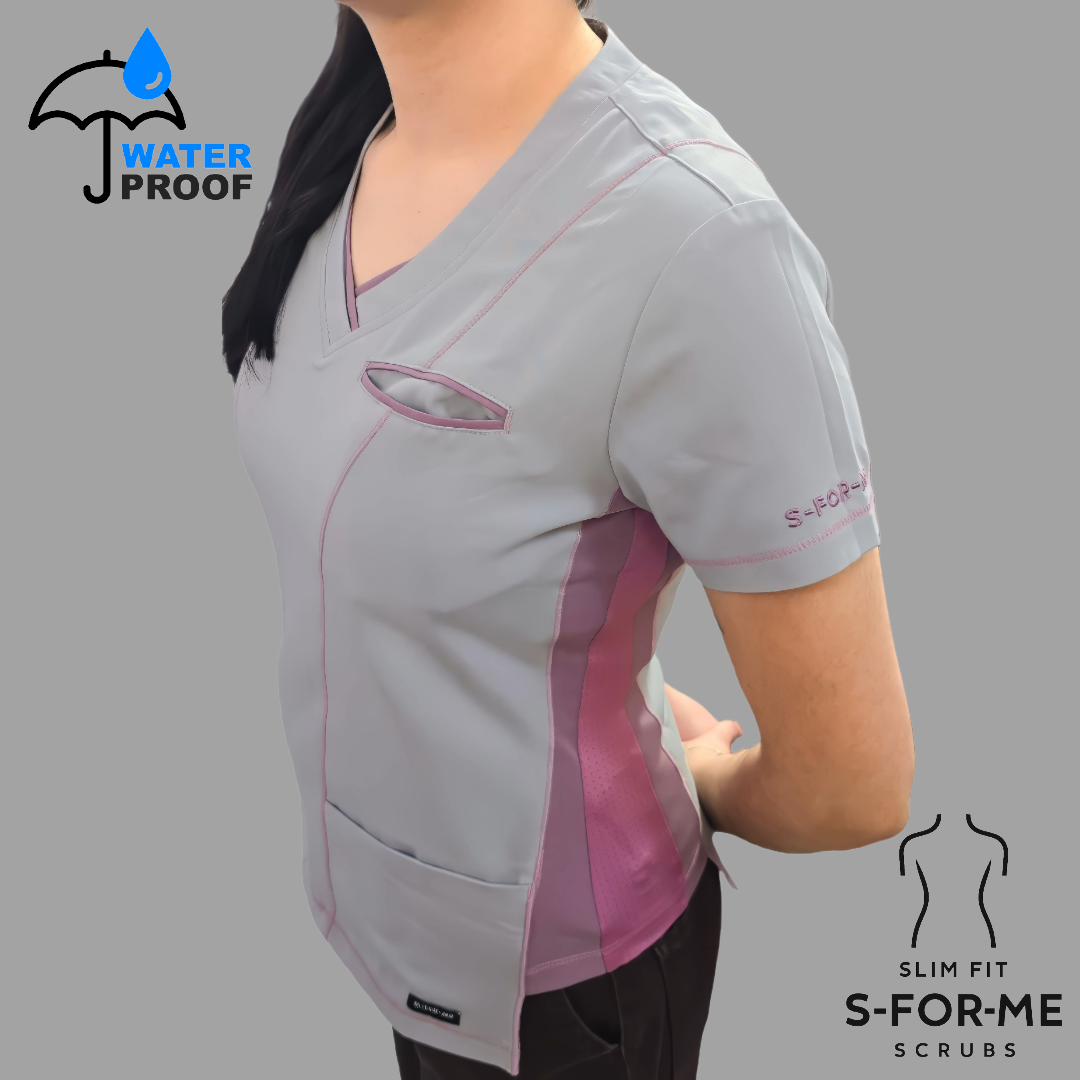Filipina Quirúrgica Est. 301 Gris/Costado Stretch Mujer, Scrubs Antifluido