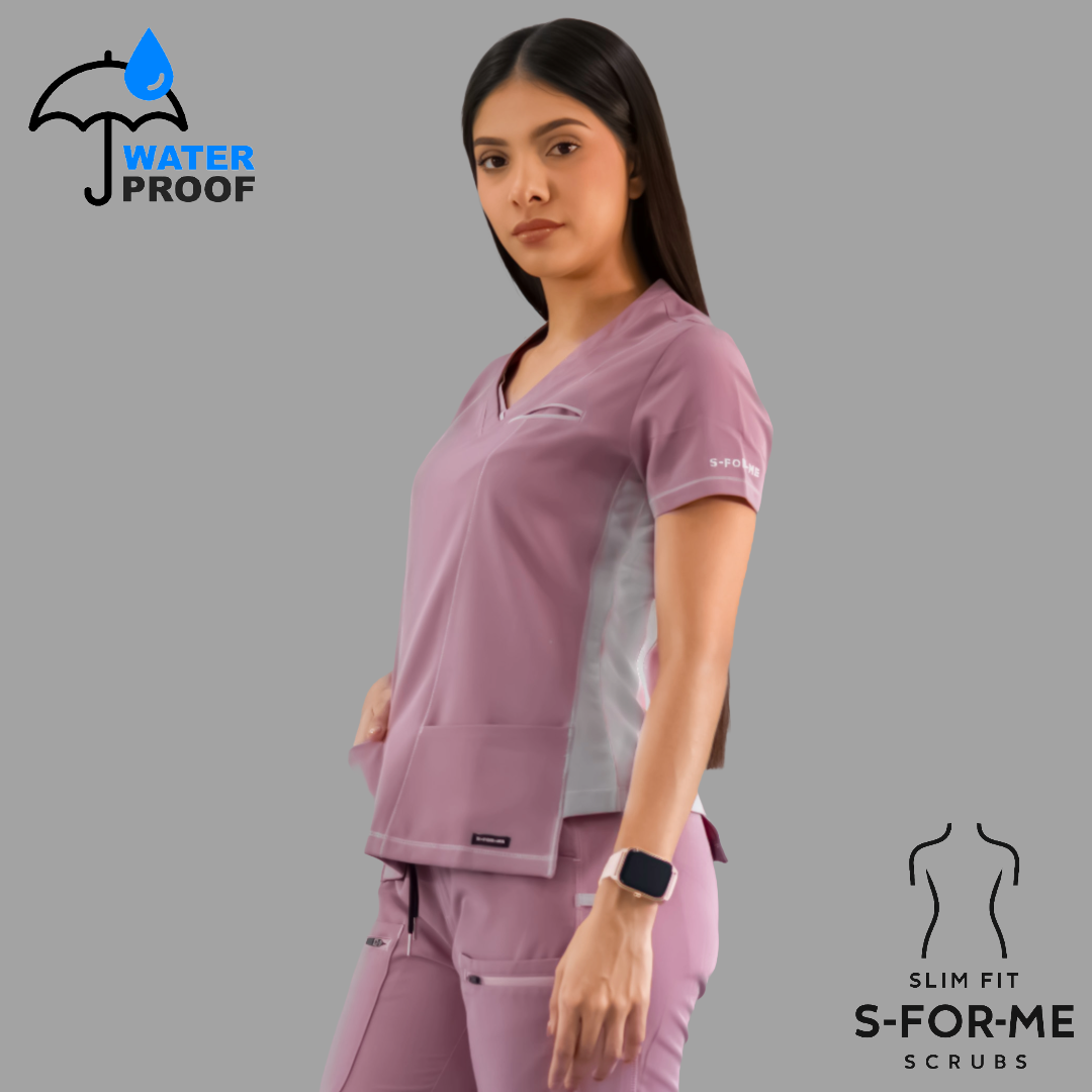 Filipina Quirúrgica Est. 301 Palo de Rosa/Gris/Gris Mujer, Scrubs Antifluido