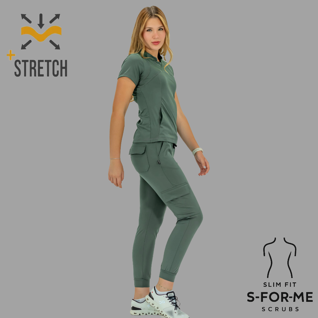 Jogger Quirúrgico, Mujer Verde Pino Super Stretch, Scrubs 910