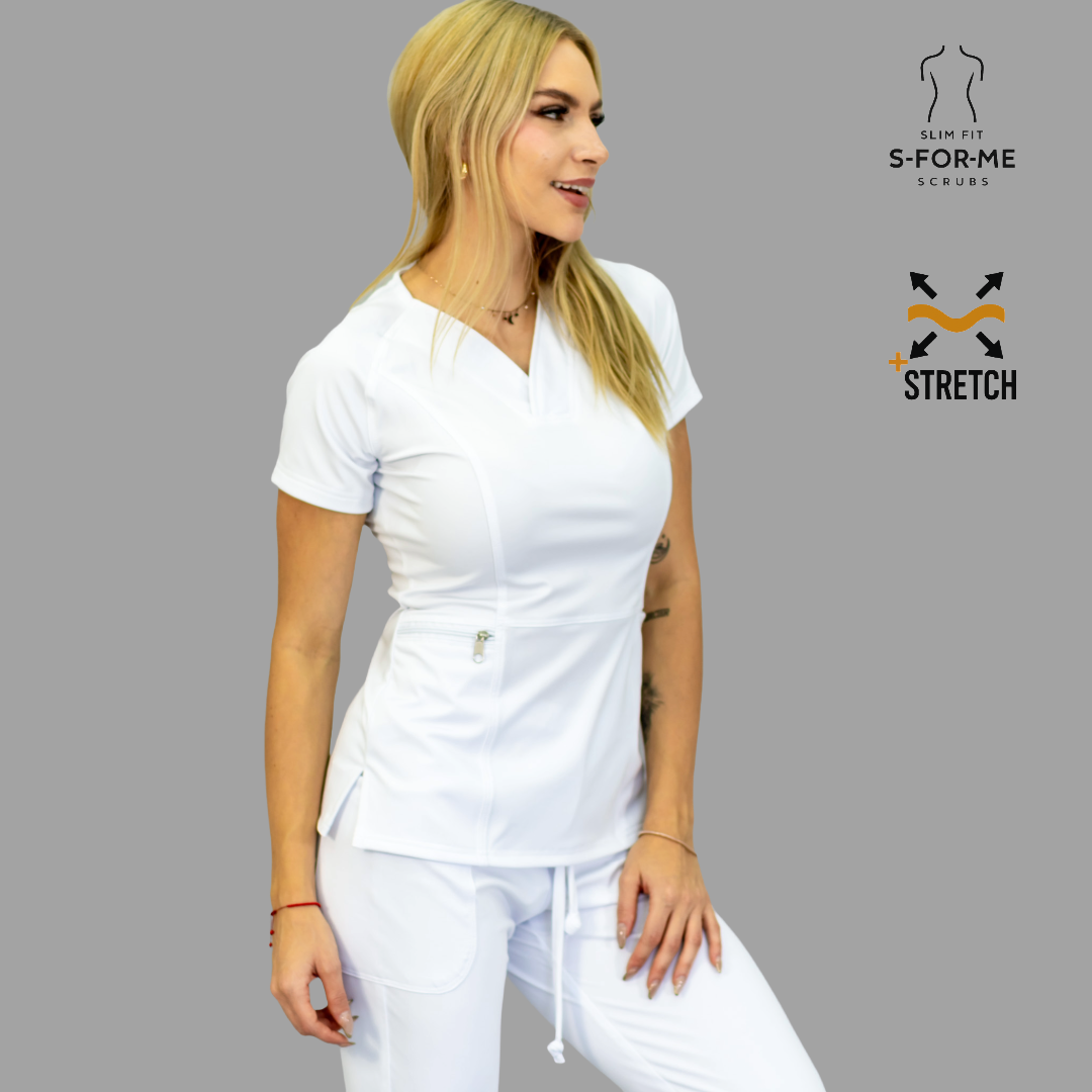 Filipina Quirurgica Mujer Slim Fit Blanca Super Stretch, Scrubs 902