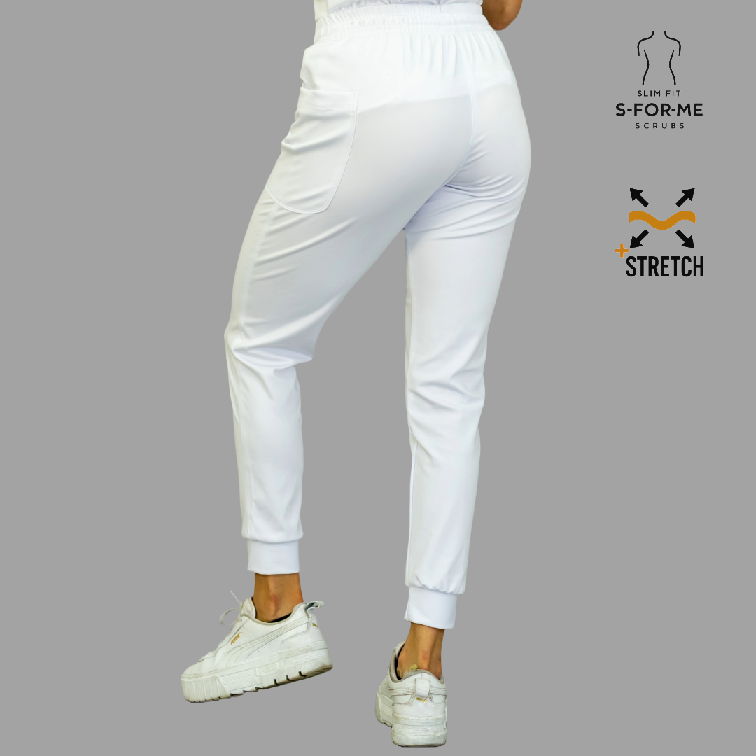 Jogger Quirurgico Mujer Slim Fit Blanco Super Stretch, Scrubs 902