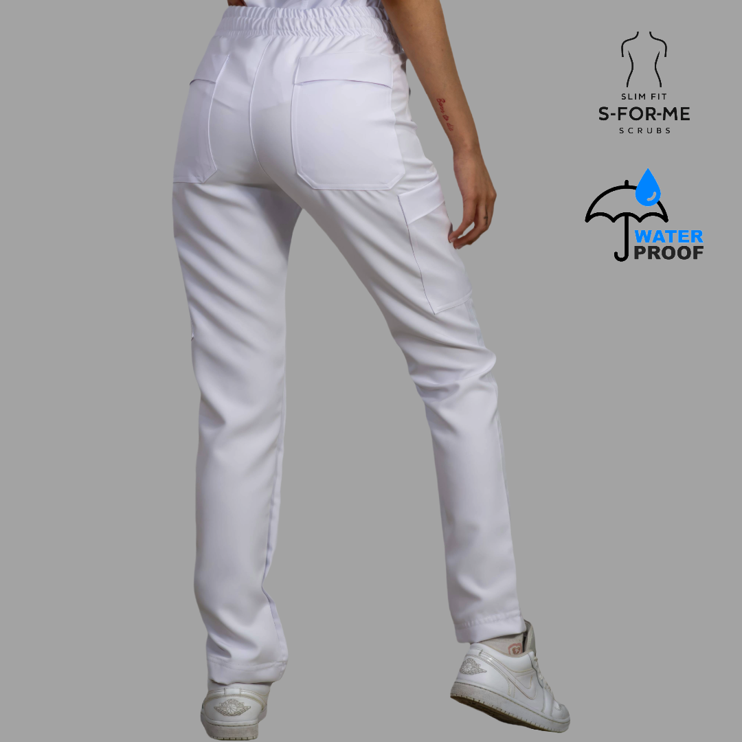Pantalon Mujer Resorte cintura 6 Bolsas Blanco Antifluido