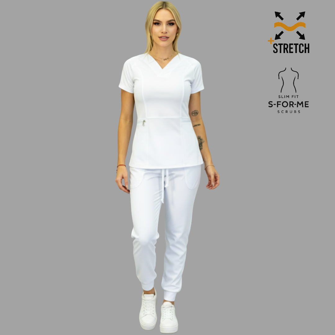 Conjunto Quirúrgico Blanco para Dama – Estilo 902 Super Stretch