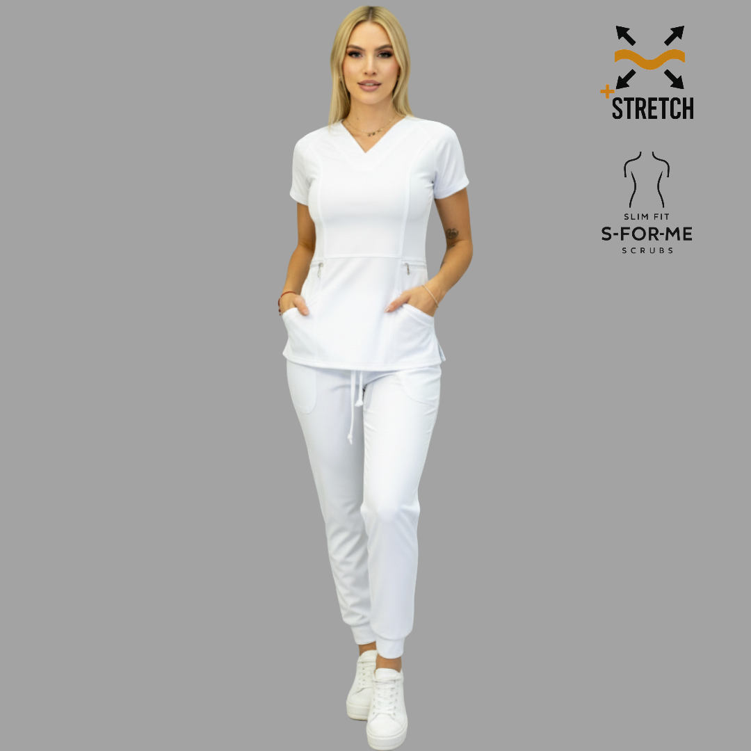 Conjunto Quirúrgico Blanco para Dama – Estilo 902 Super Stretch