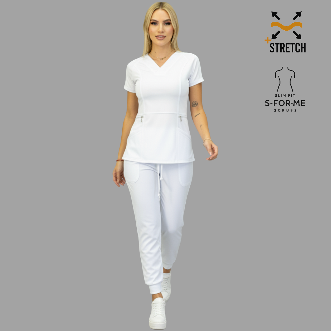 Conjunto Quirúrgico Blanco para Dama – Estilo 902 Super Stretch