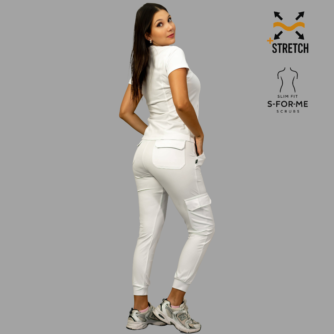 Conjunto Quirúrgico Blanco para Mujer – Estilo 910 | Super Stretch Slim Fit