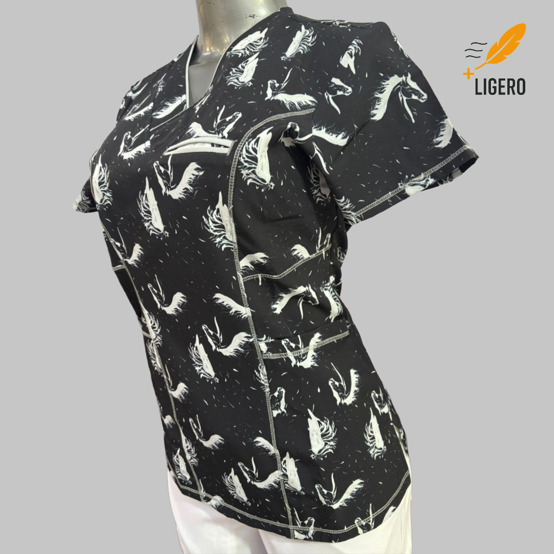 Filipina Quirúrgica 501 Caballos Black, Scrubs F.W. Mujer (Uniformes Médicos)