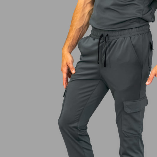 Jogger Est. 910 Quirúrgico Hombre Gris Oxford Super Stretch, Scrubs 910