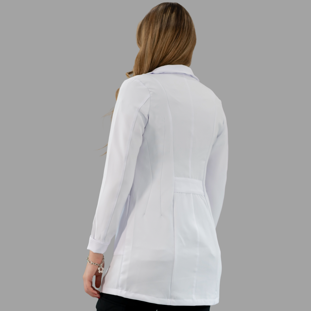 Bata Médica Stretch Extra Blanca Dama, Antifluido Alviero