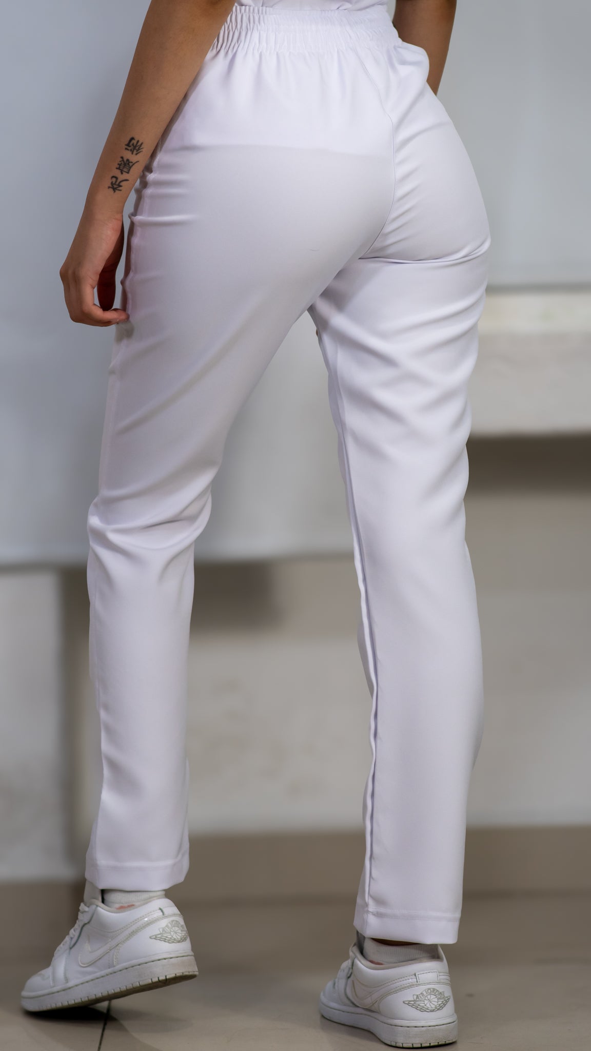 Pantalón Stretch Blanco Puro Pretina/Elástico Mujer Antifluido