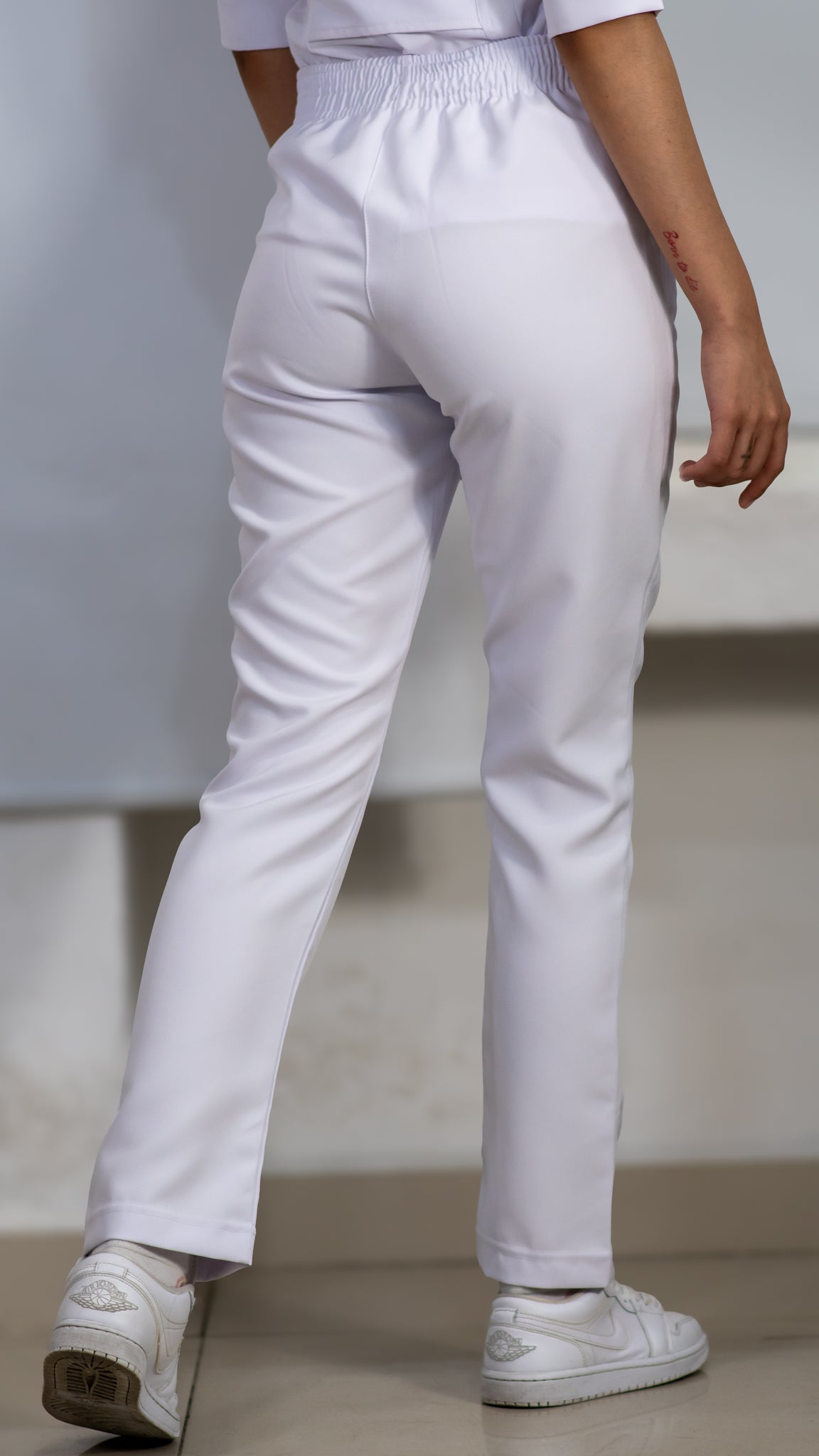 Pantalón Stretch Blanco Puro Pretina/Elástico Mujer Antifluido