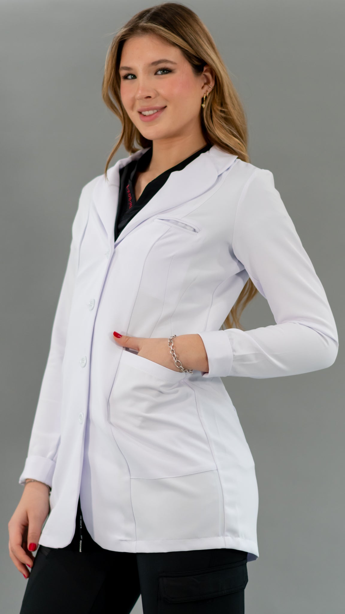 Bata Médica Stretch Extra Blanca Dama, Antifluido