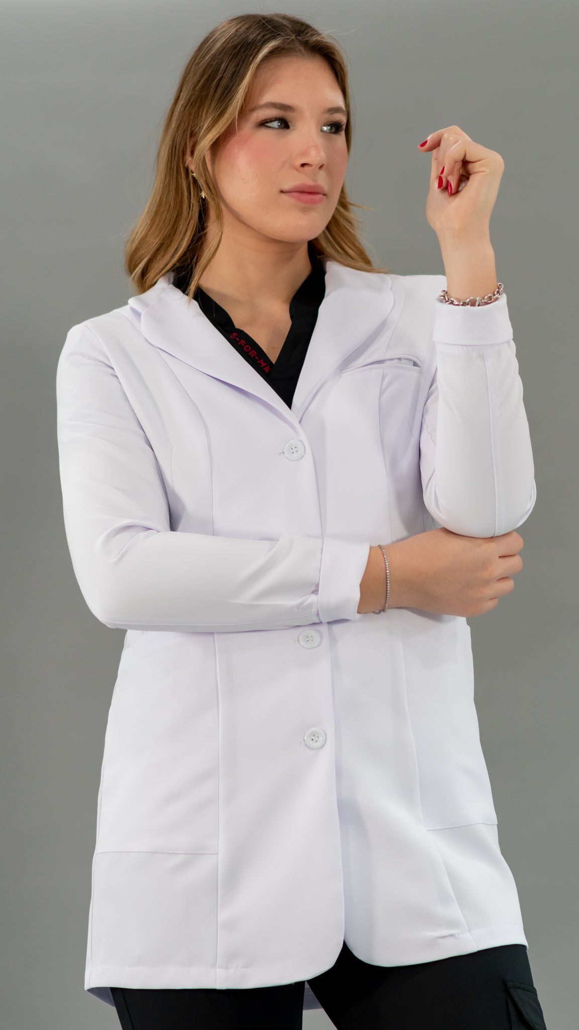 Bata Médica Stretch Extra Blanca Dama, Antifluido