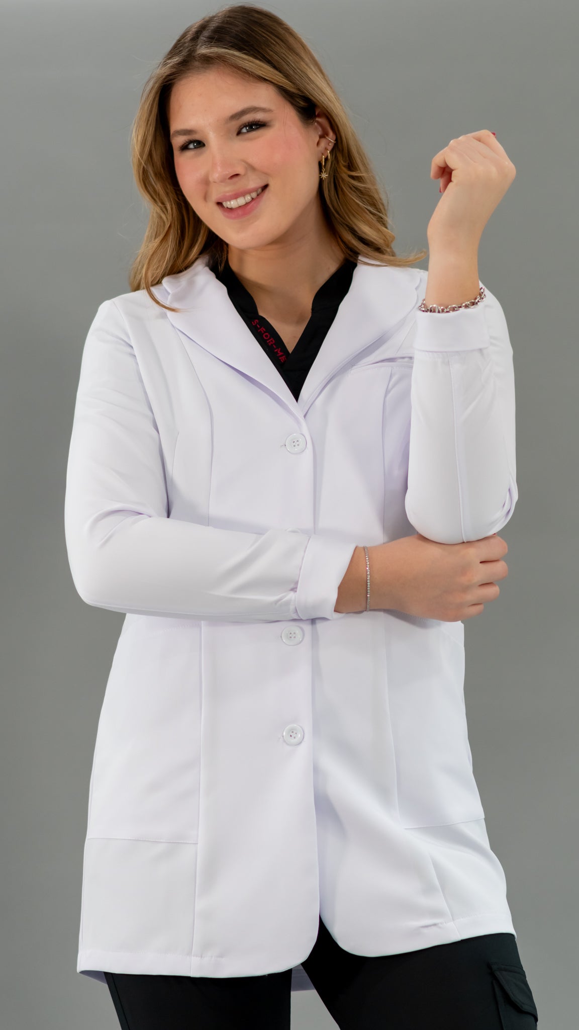 Bata Médica Stretch Extra Blanca Dama, Antifluido