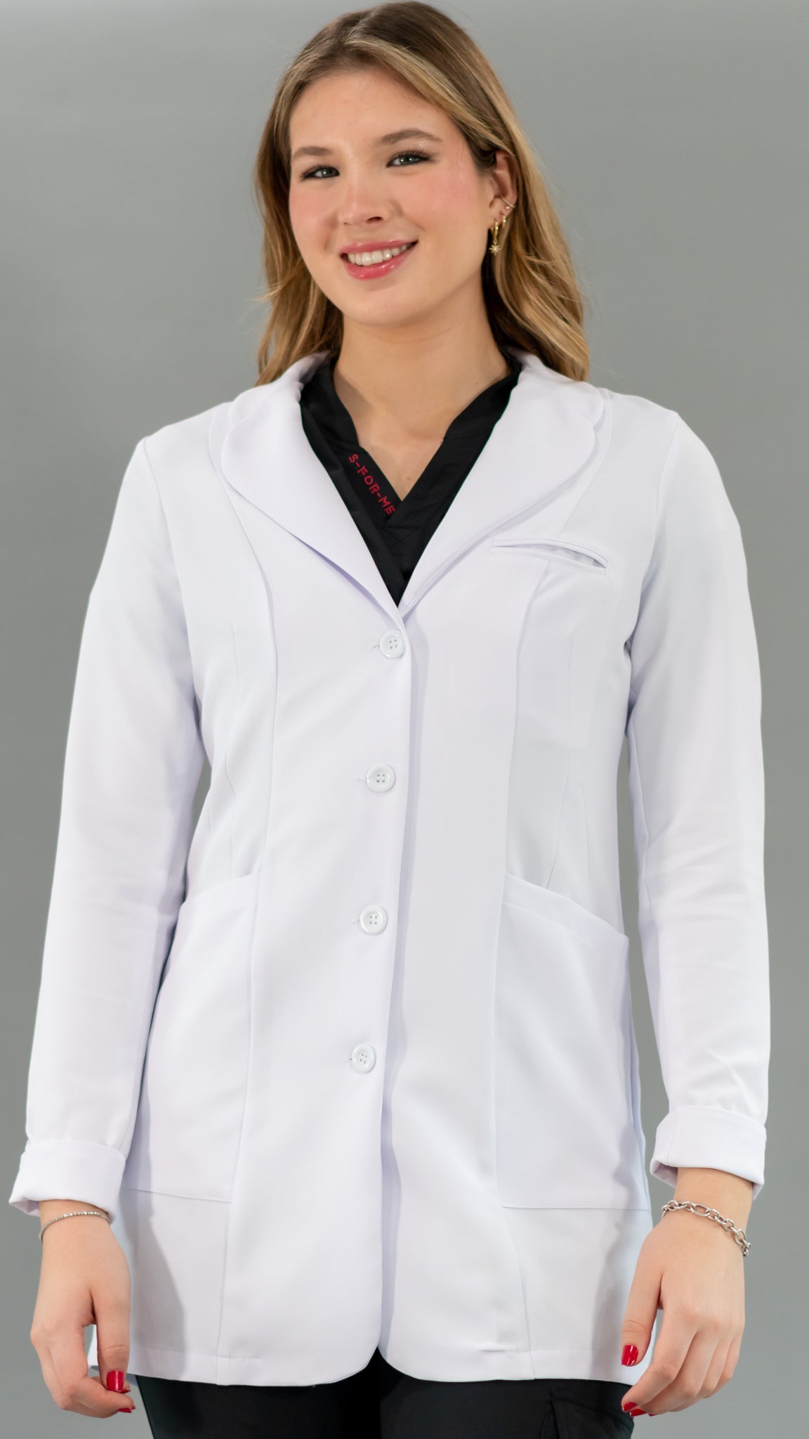 Bata Médica Stretch Extra Blanca Dama, Antifluido