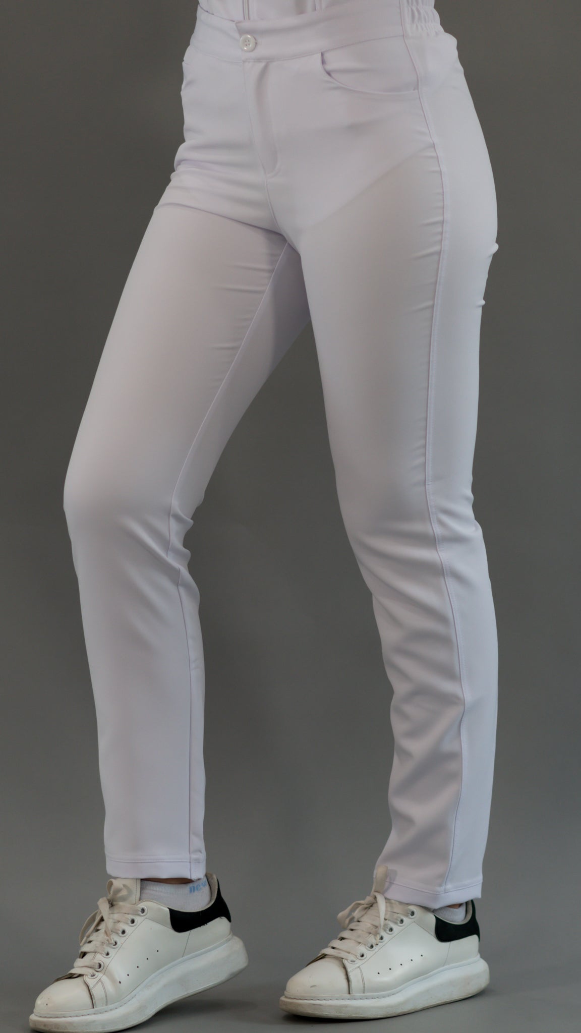 Pantalón Stretch Blanco Puro Pretina/Elástico Mujer Antifluido