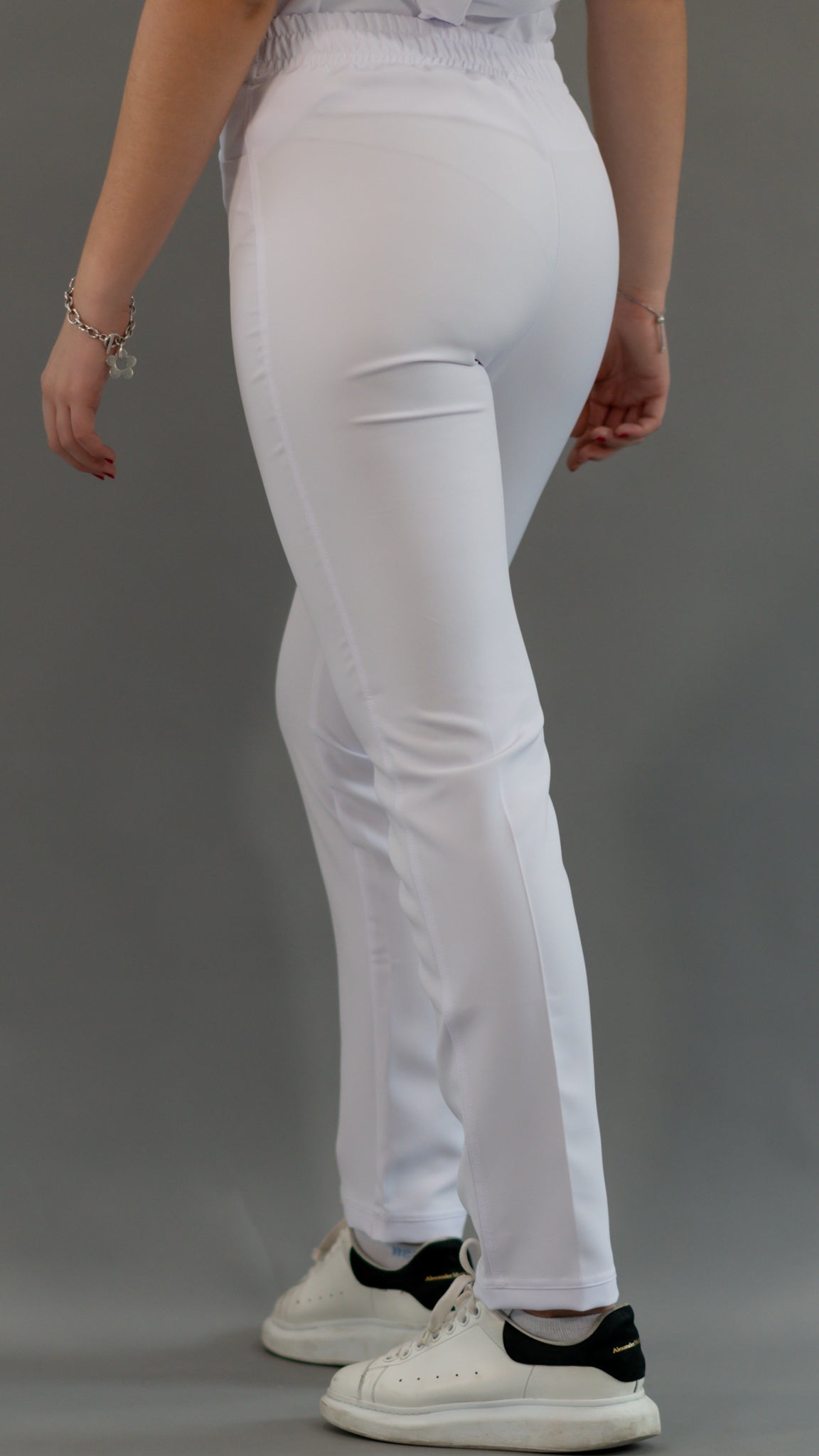 Pantalón Stretch Blanco Puro Pretina/Elástico Mujer Antifluido