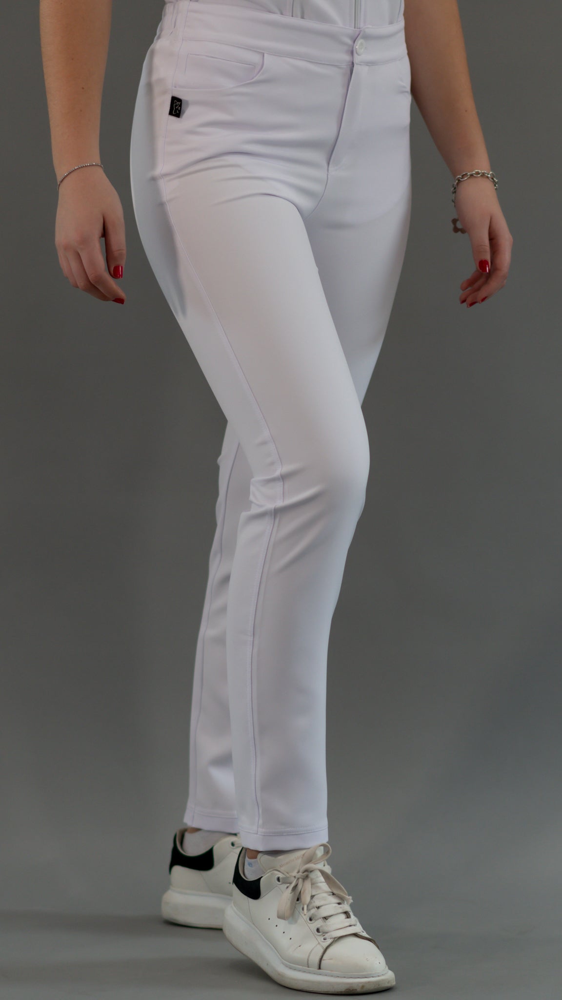 Pantalón Stretch Blanco Puro Pretina/Elástico Mujer Antifluido