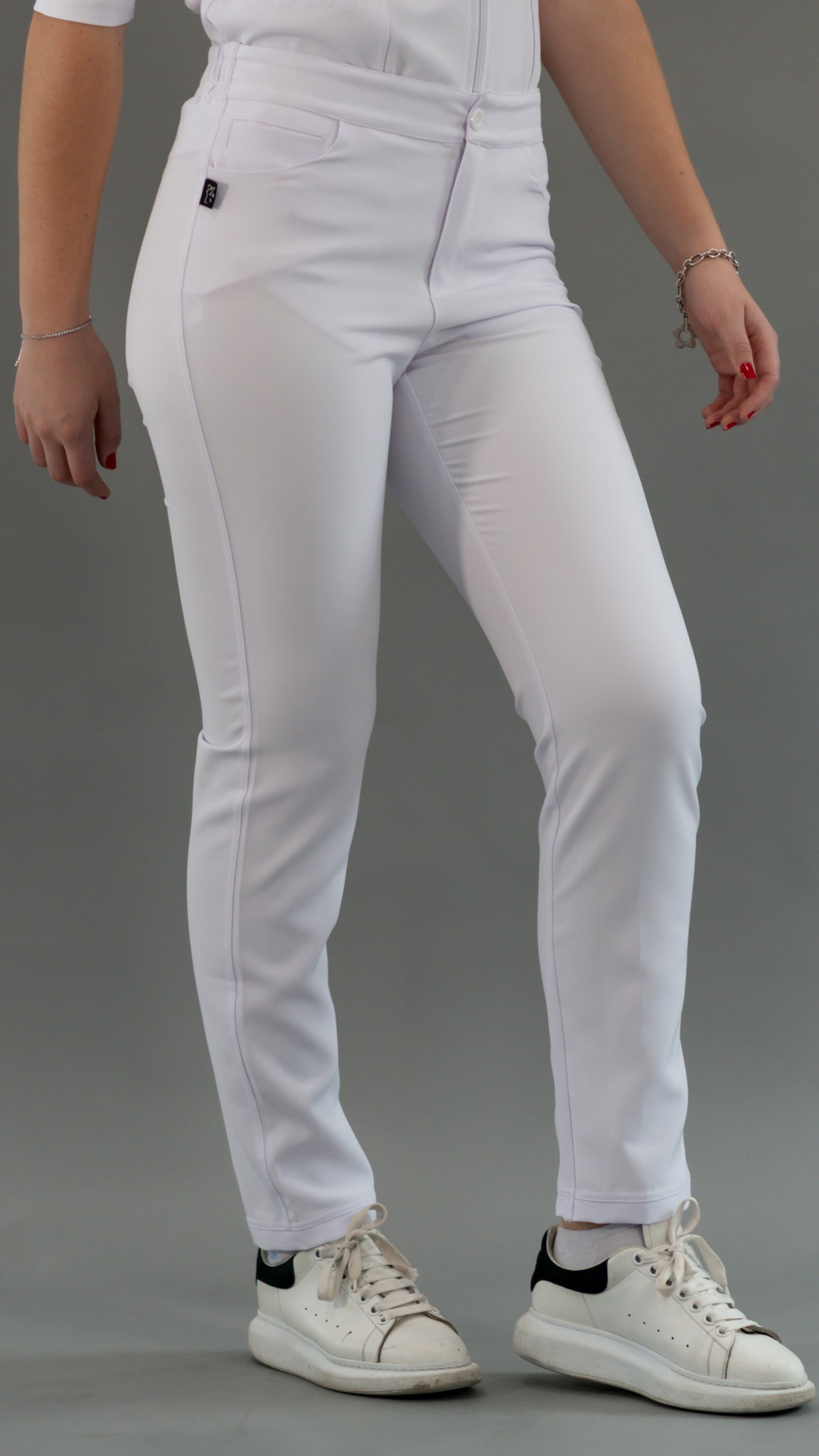 Pantalón Stretch Blanco Puro Pretina/Elástico Mujer Antifluido