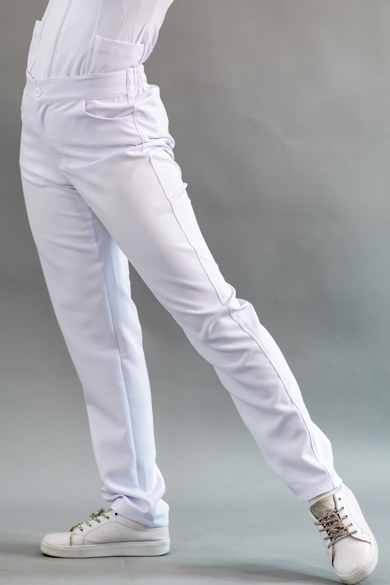Pantalón Stretch Blanco Puro Pretina/Elástico Mujer Antifluido