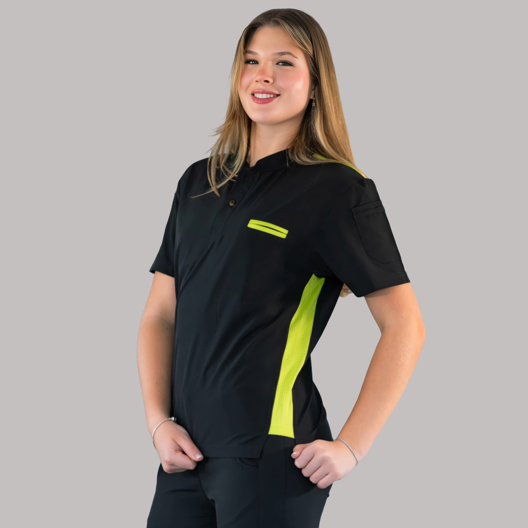 Filipina Quirúrgica Unisex Negra/Lima, Scrubs 520