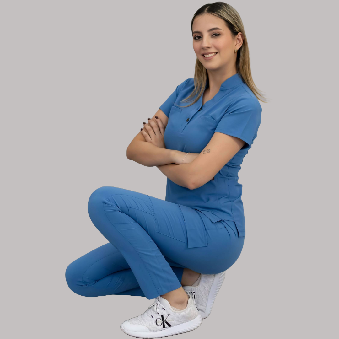 Pantalón Quirúrgico Skinny, Azul Plumbago F.W Mujer, Scrubs 520