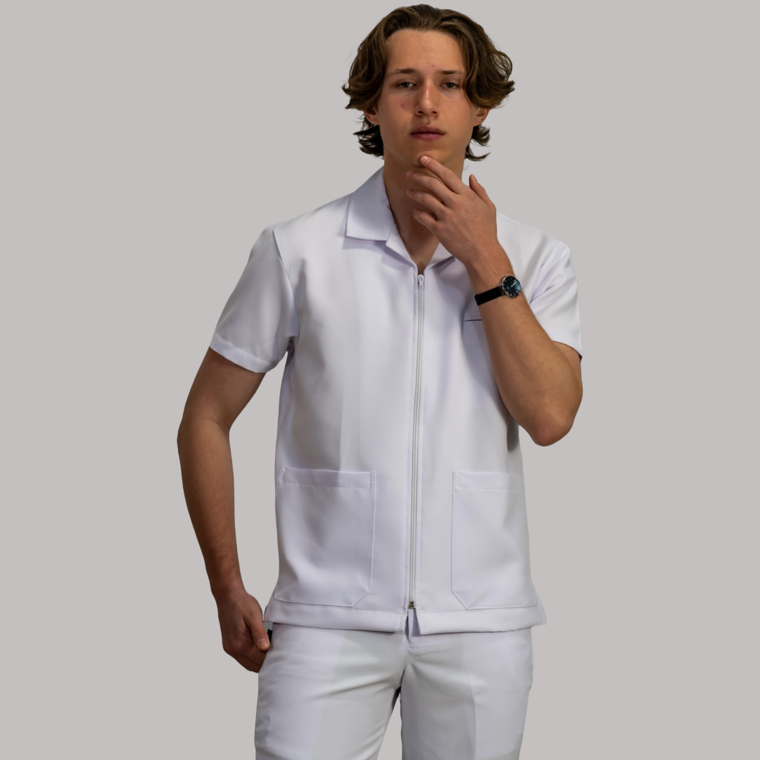 Filipina Hombre  Blanca cuello sport Con Cierre Antifluido