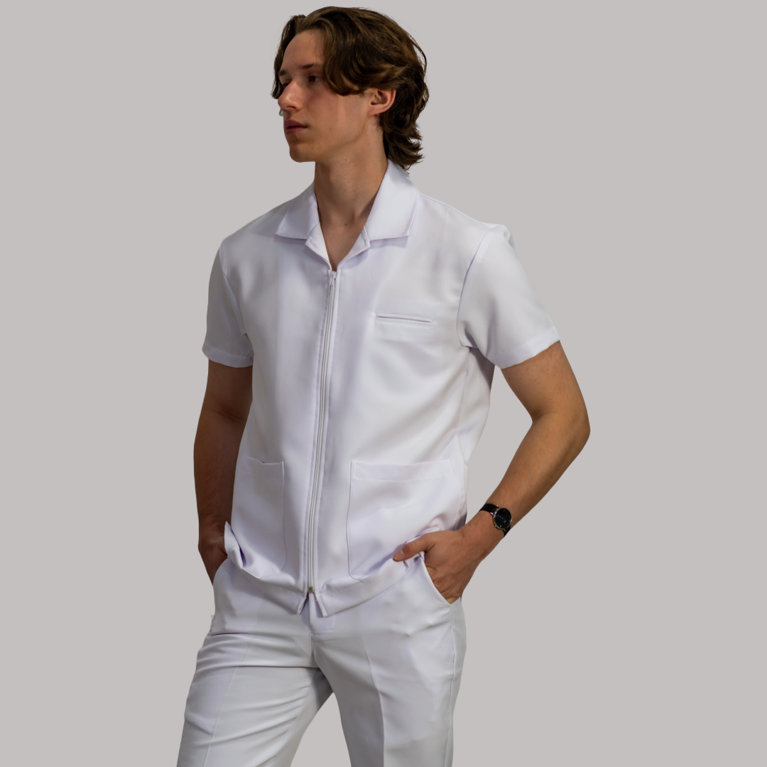 Filipina Hombre  Blanca cuello sport Con Cierre Antifluido