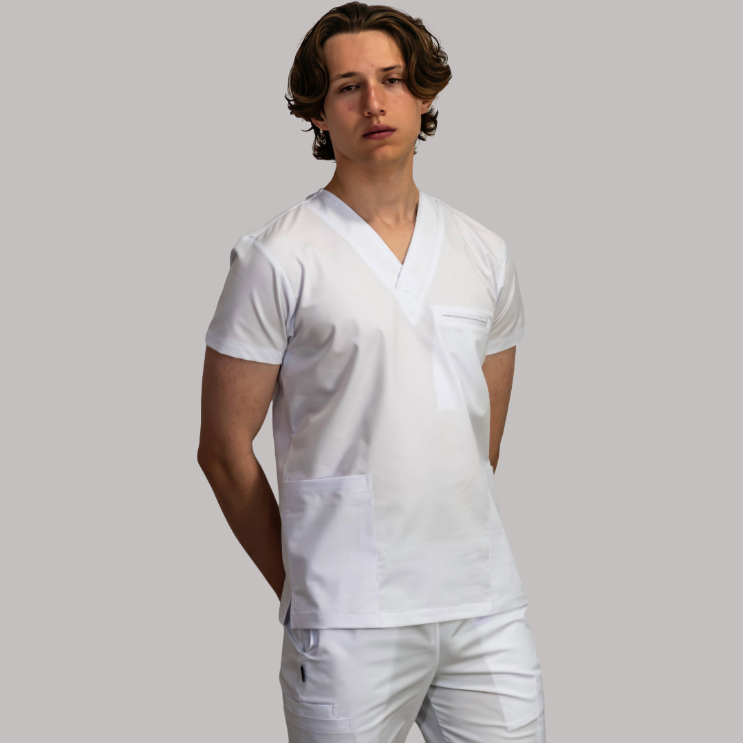 Filipina 501  Blanca cuello V Hombre Villela 65/35/Pol/Alg.