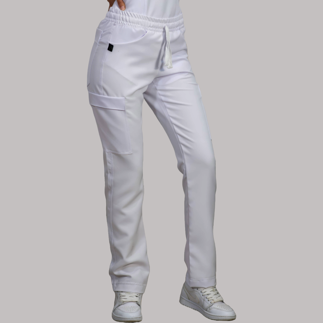 Pantalón Stretch 6 bolsas extra blanco, stretch Mujer, Antifluido