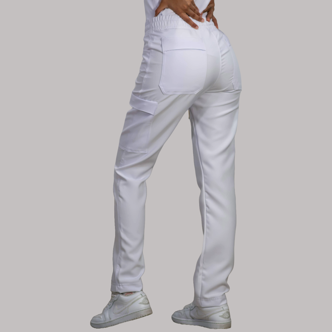 Pantalón Stretch 6 bolsas extra blanco, stretch Mujer, Antifluido