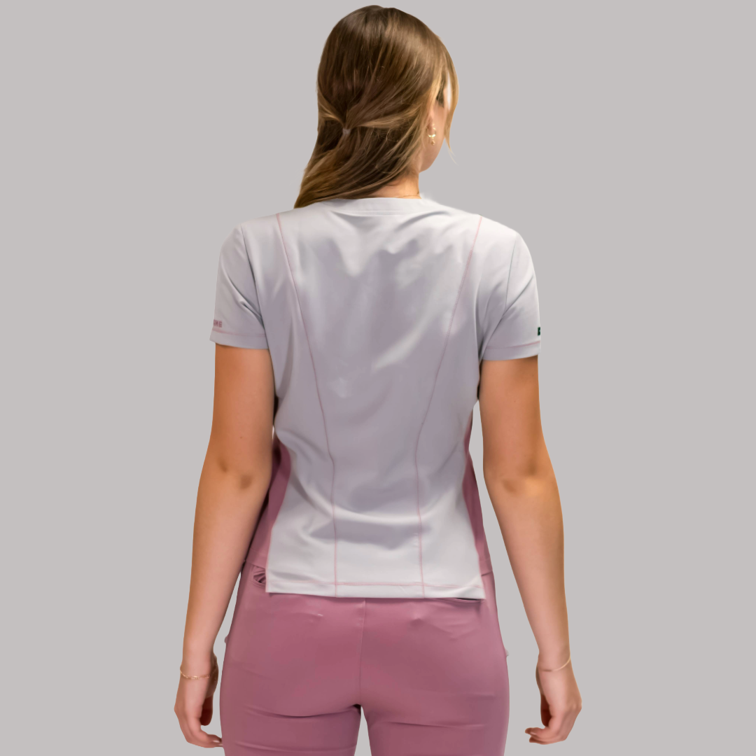 Filipina Quirúrgica Gris Perla/Rosa Mujer, Scrubs Antifluido Est. 300