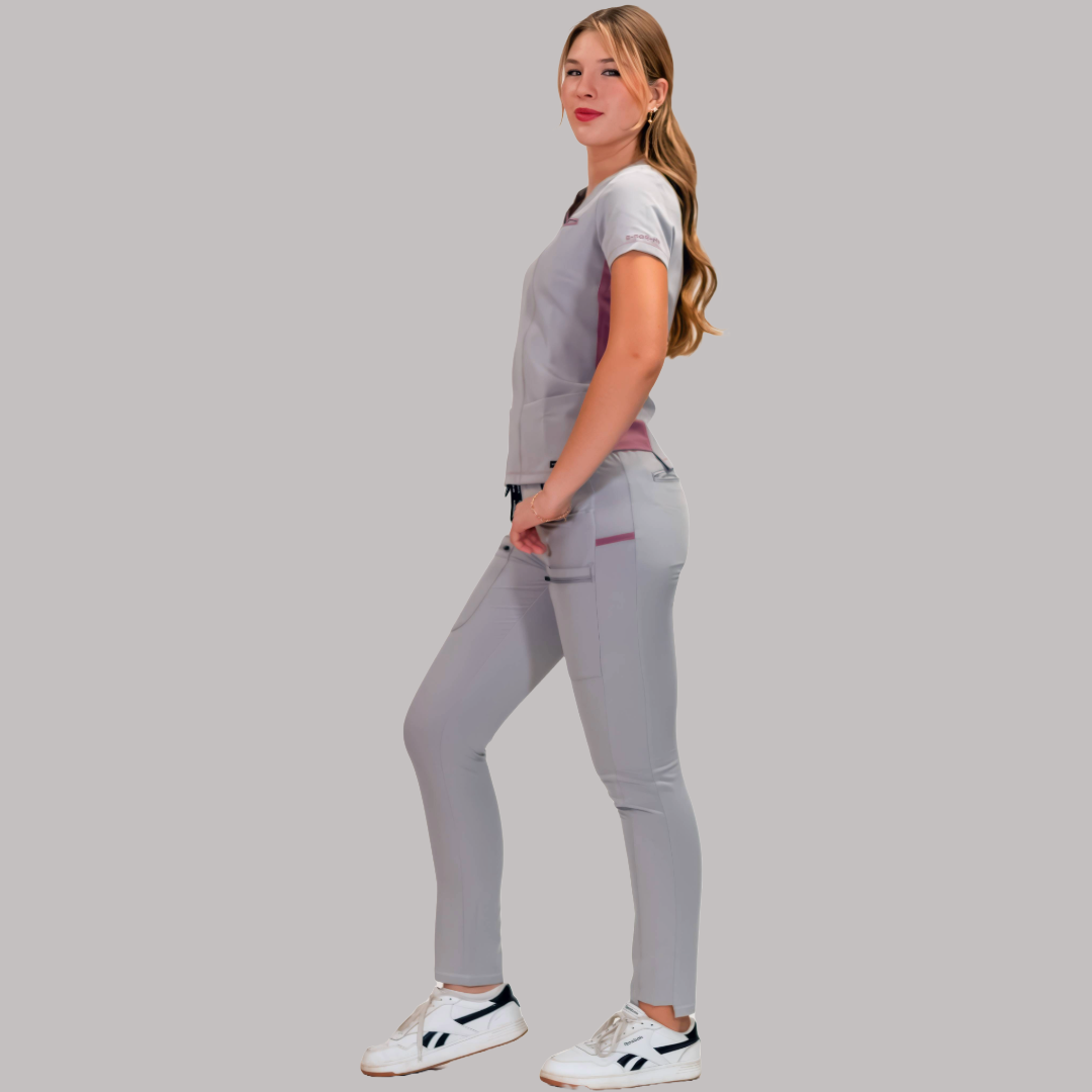 Pantalón Quirúrgico Gris Perla Mujer, Scrubs Antifluido Est. 300